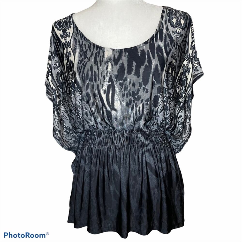 HeartSoul Animal Print Butterfly Batwing Blouse sz S